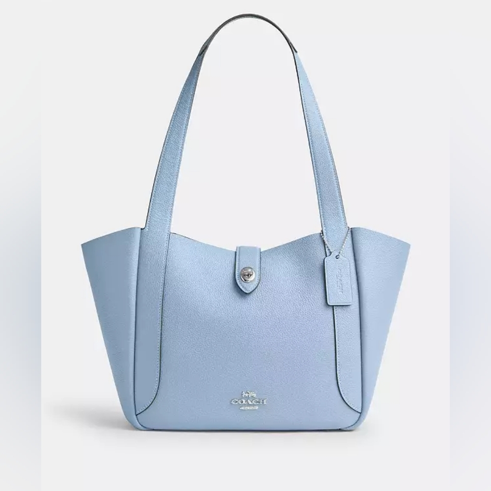 New! Coach Hadley Turnlock Tote Bag In Sv/Bluebell